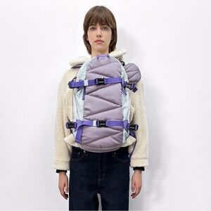 NWT. Zara Nylon Purple/Blue Multi-Pocket Backpack.